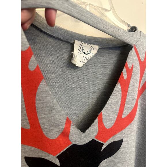 Fantastic Fawn Reindeer Cut-Out Sweatshirt – Gray – Size M - Picture 4 of 6